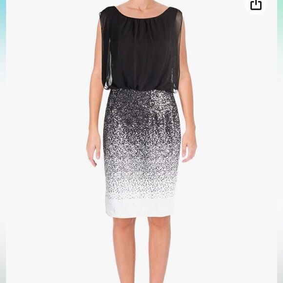 Calvin Klein Sequin Ombre Sheer Cocktail Dress| Size 10 - Picture 1 of 10
